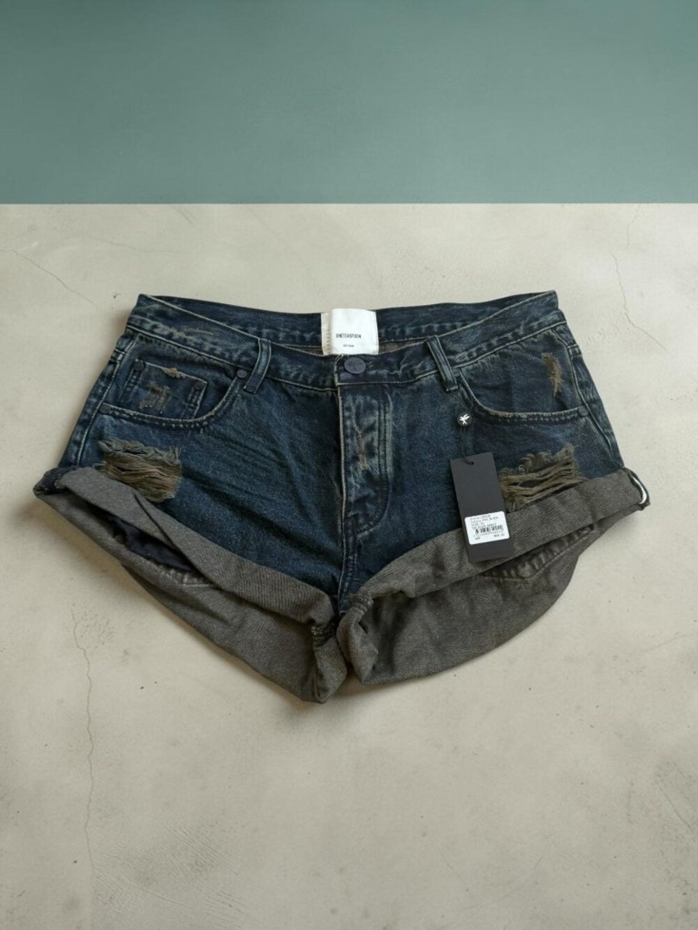 ONE TEASPOON Fox Black Bandit Denim Shorts Size 30 NEW NWT